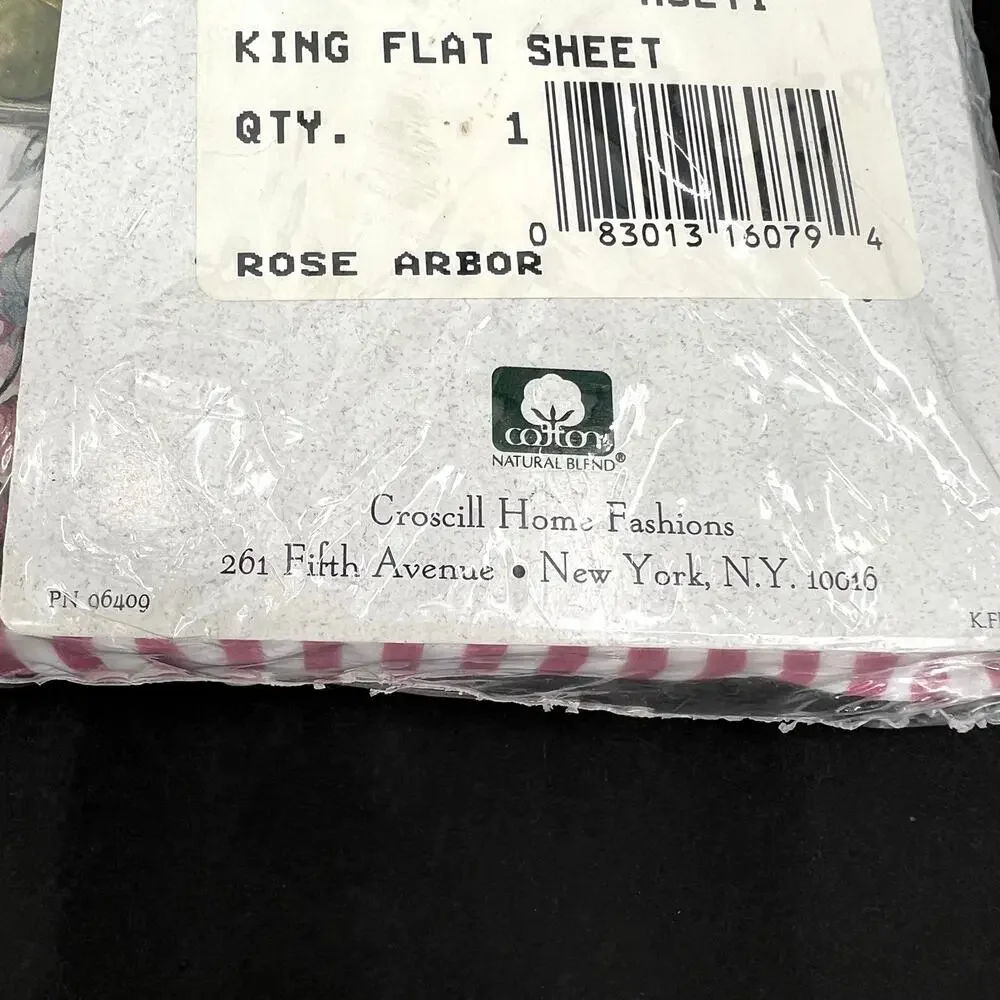 Vintage Croscill Arbor Rose king flat sheet 200 count luxury percale